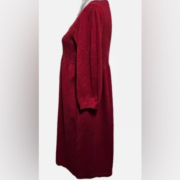 Gorgeous Garnet colored soft sweater dress w/cotton collar. S/M lots of stretch! - Picture 6 of 11
